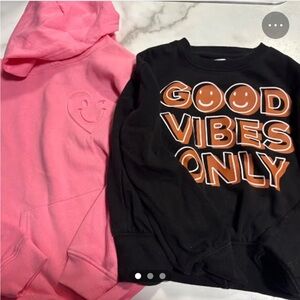 Girls size 7-8 (2) Good Vibes Only Sweatshirt - Black and Pink